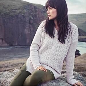 Athleta Sweater Northern Lights Asymmetrical Cable Knit Wool Cashmere Size XS